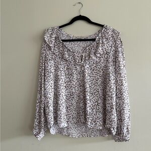 LOFT Floral Blouse - White and Brown